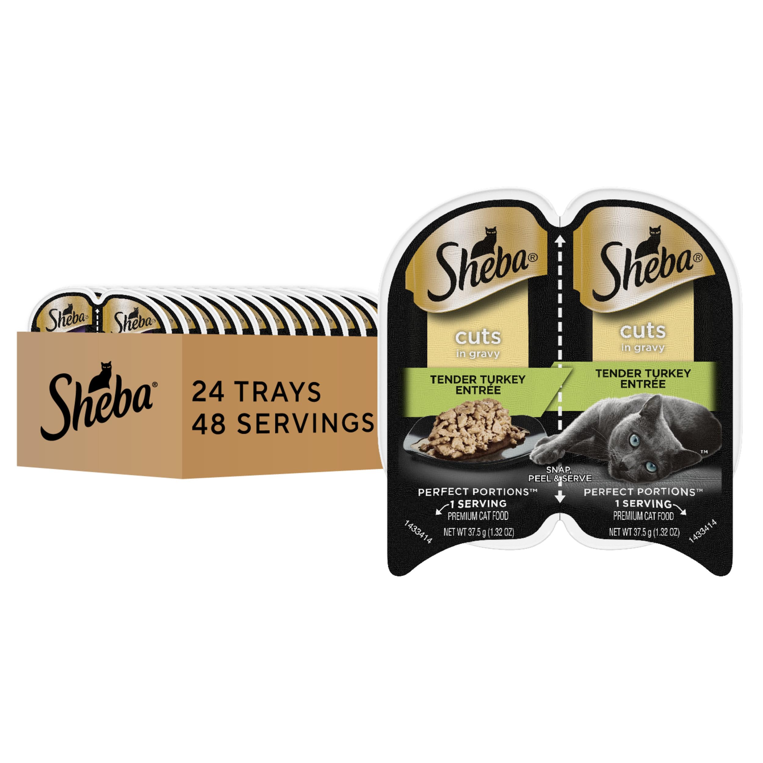 Sheba portions parfaites : tranches de dinde dans sauce au jus, faciles à servir.