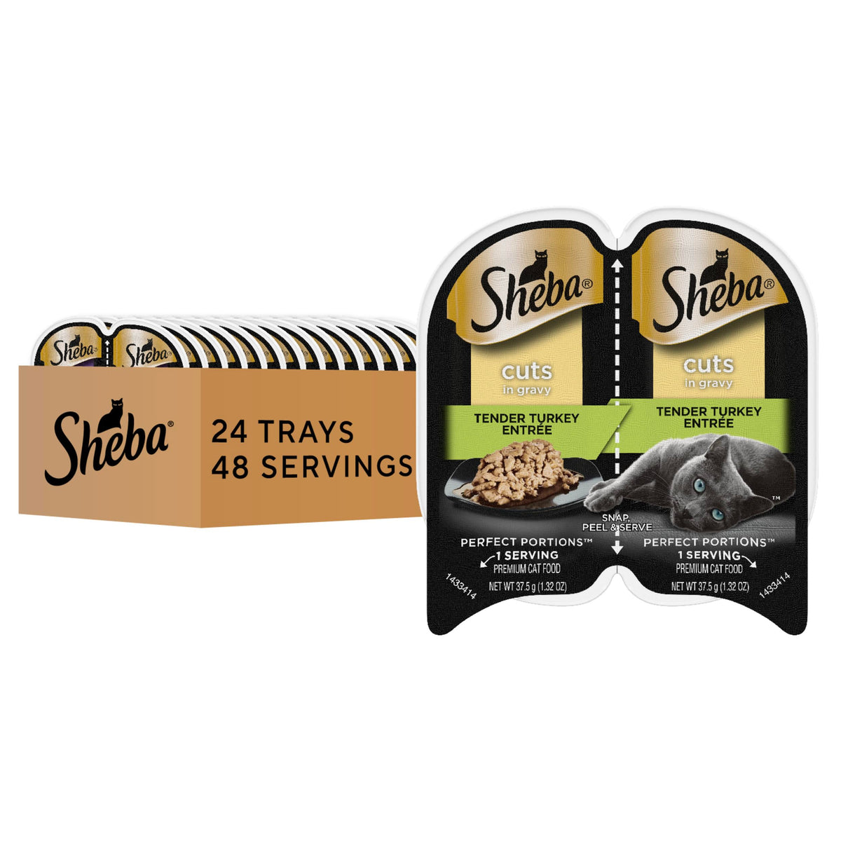 Sheba portions parfaites : tranches de dinde dans sauce au jus, faciles à servir.