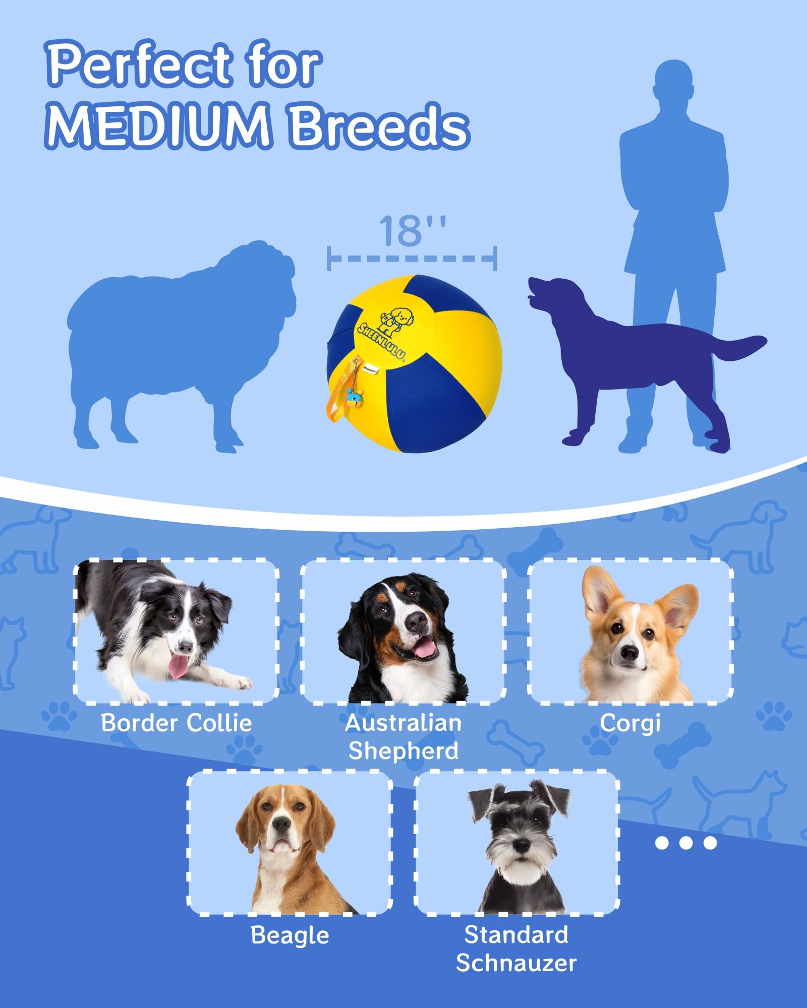 SHEENLULU Ball intérieur renforcé et housse 900D, résistance pour chiens actifs.