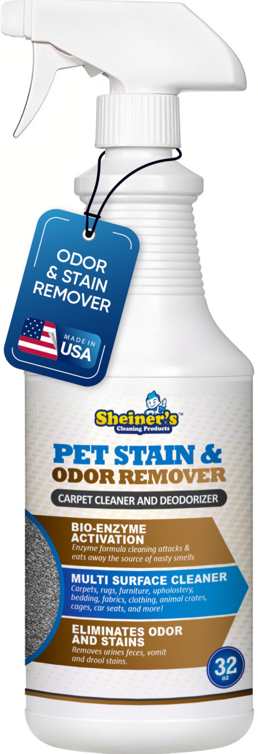 Sheiner's Bioenzyme, bouteille prête à traiter les taches sur tapis et tissus.