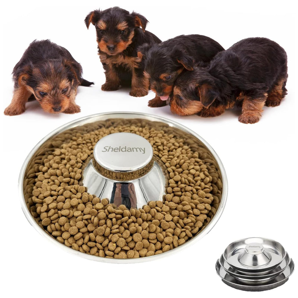 Bol Sheldamy Puppy en acier inoxydable, ensemble de tailles, pratique pour repas et eau.