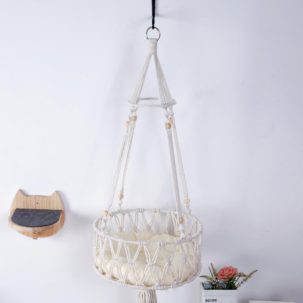 SHENGOCASE Macrame Chat Hammock: accès en 3 étapes pour votre chat.