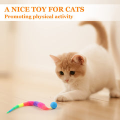 Jouet SHENGSEN serpent arc-en-ciel avec balle pour chats, divertissement interactif.