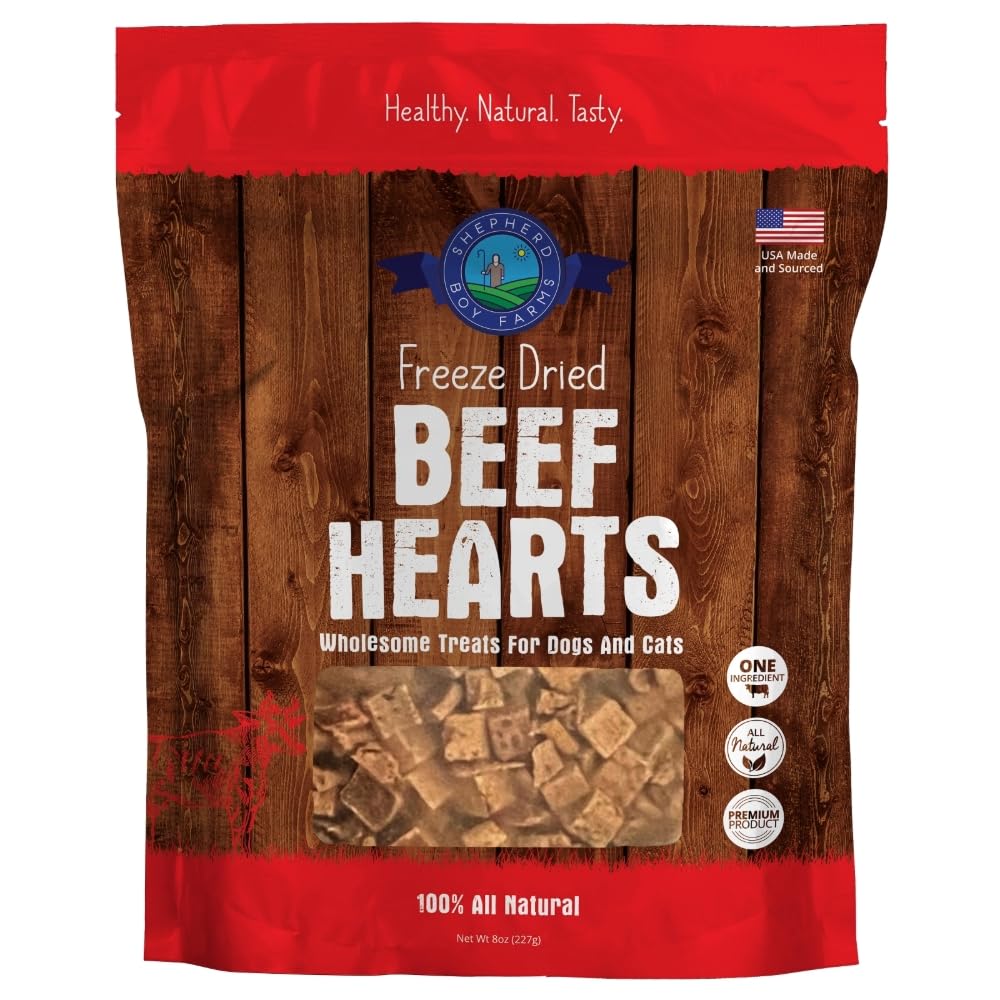 Friandise Coeur de Boeuf séché par Shepherd Boy Farms, idéale pour chiens et chats.
