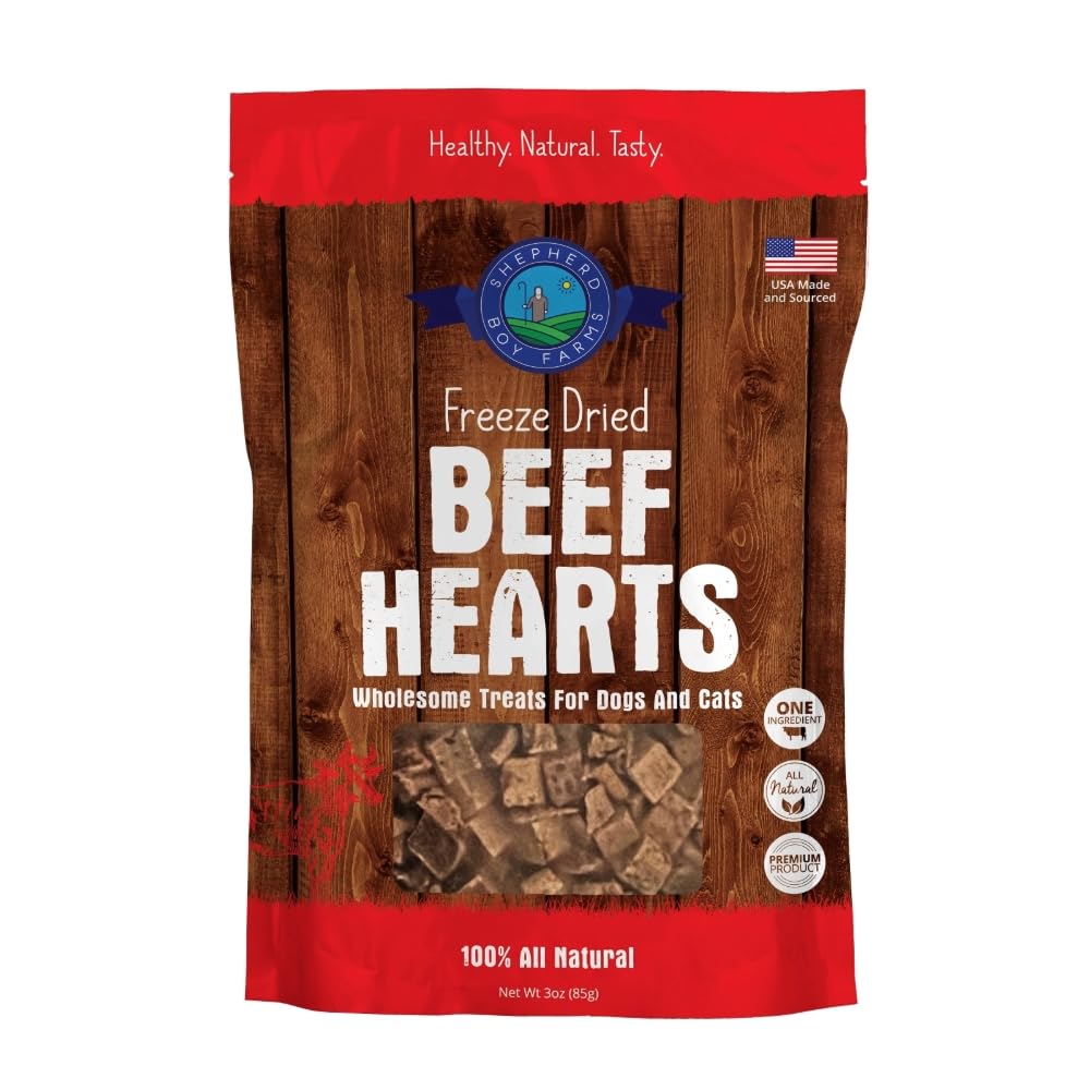 Shepherd Boy Farms – Coeur de boeuf séché, friandise protéinée pour chien et chat.