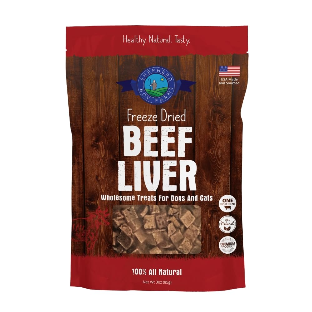 Savoureux foie de boeuf seche de Shepherd Boy Farms, gros plan, riche en proteines.