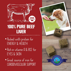 Foie de boeuf seche Shepherd Boy Farms, portion individuelle pour collations pratiques.