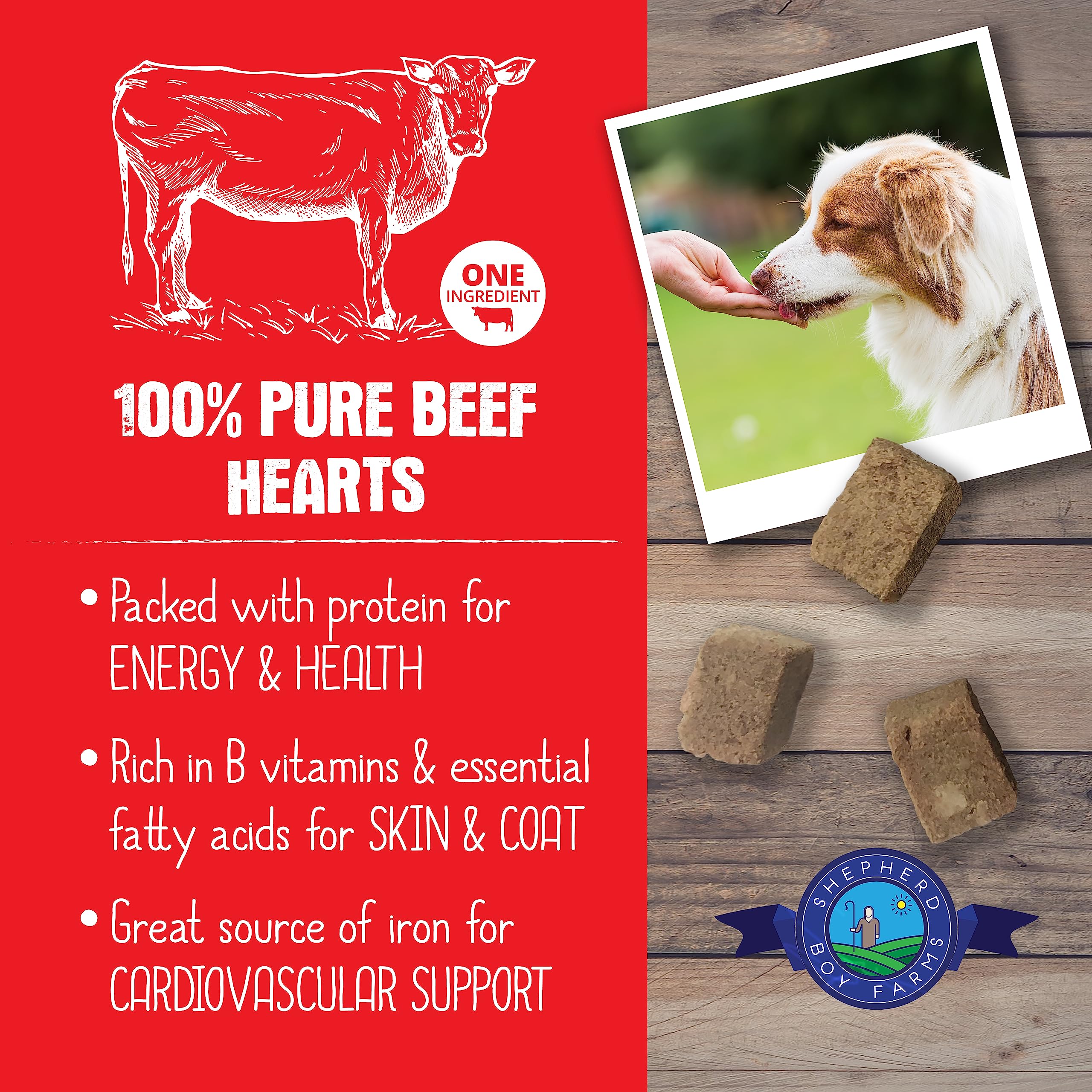 Shepherd Boy Farms Coeur de Boeuf lyophilisé – texture croquante et riche en protéines.