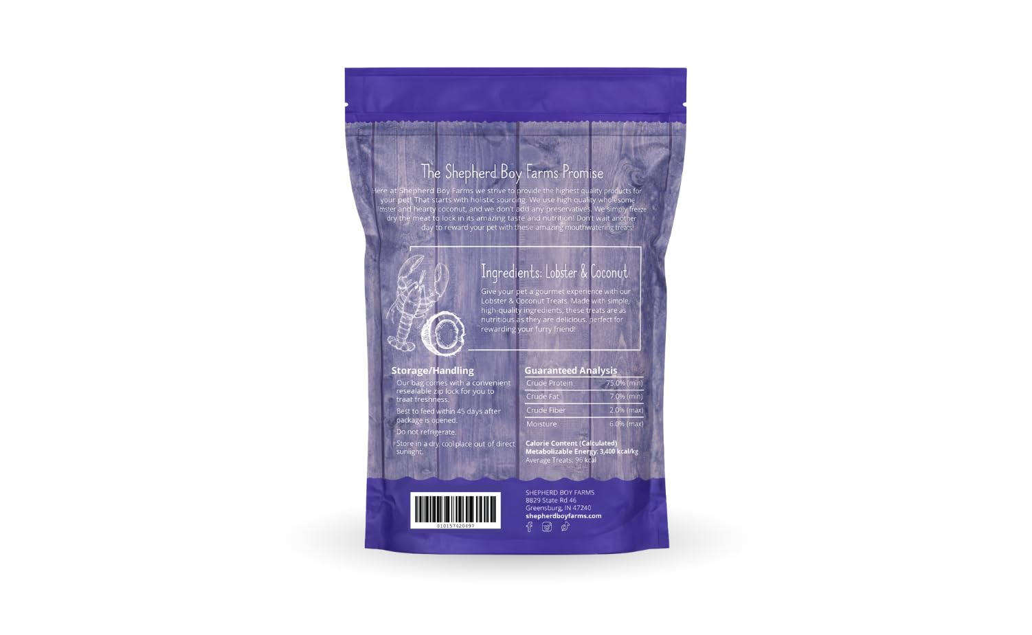 Shepherd Boy Farms langouste arôme fort, stimulation sensorielle pour animaux.