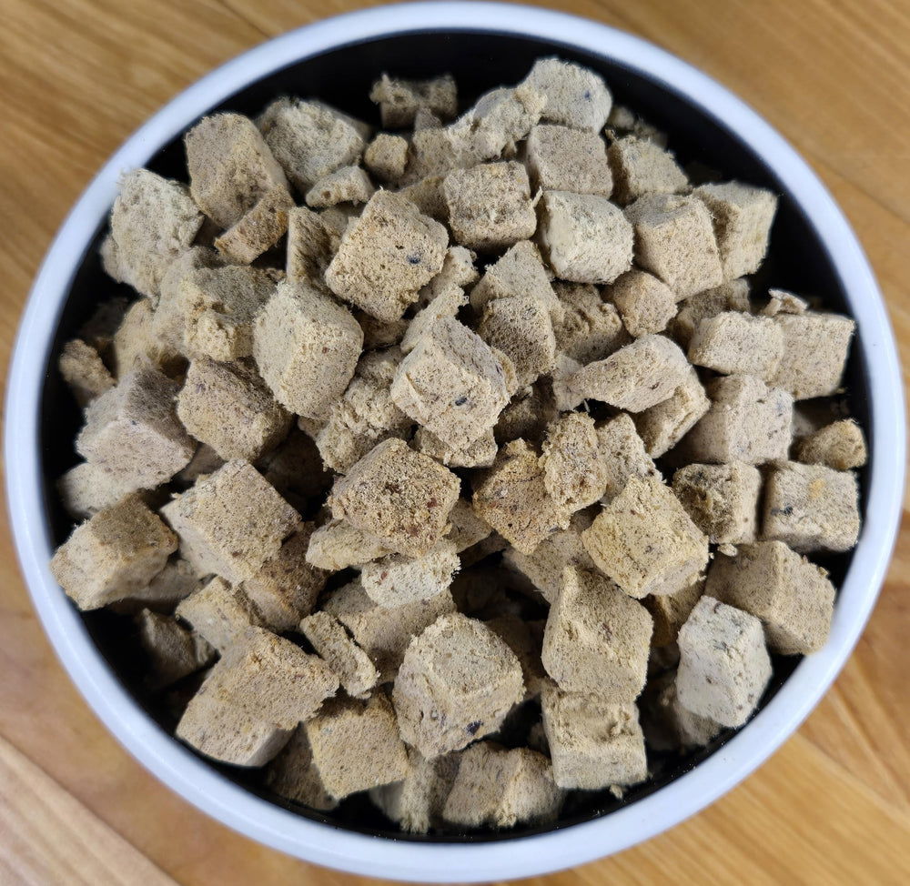 Processus lyophilisé Shepherd Boy Farms, préserve les nutriments et fournit un repas complet.