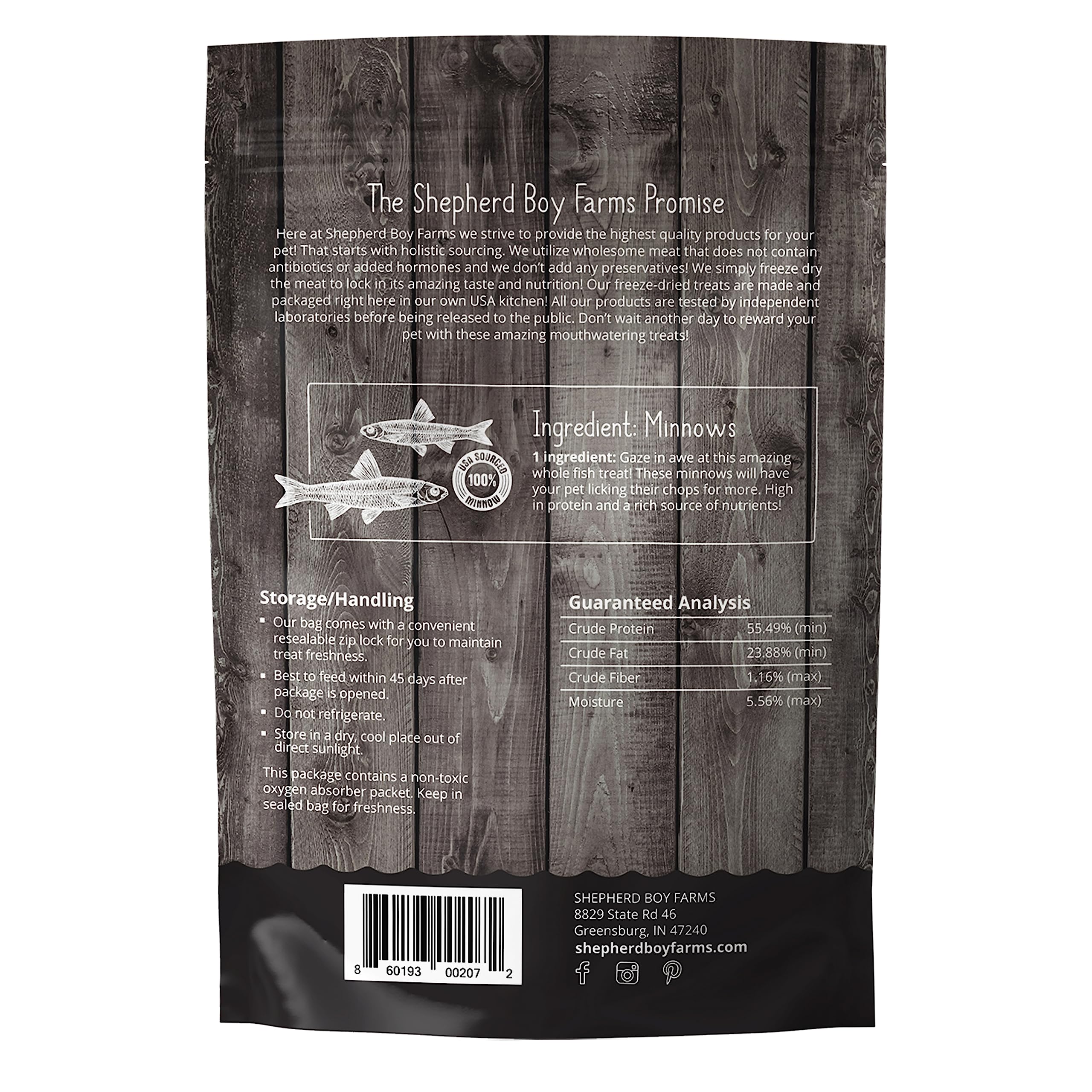 Petites bouchées faciles, Minnows séchés Shepherd Boy Farms pour récompenser votre chien.