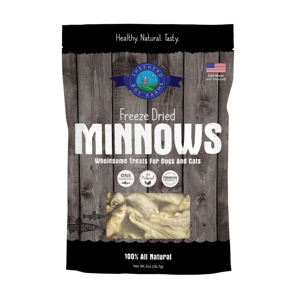 Shepherd Boy Farms Minnows séchés, texture naturelle parfaite pour récompenser votre chien.