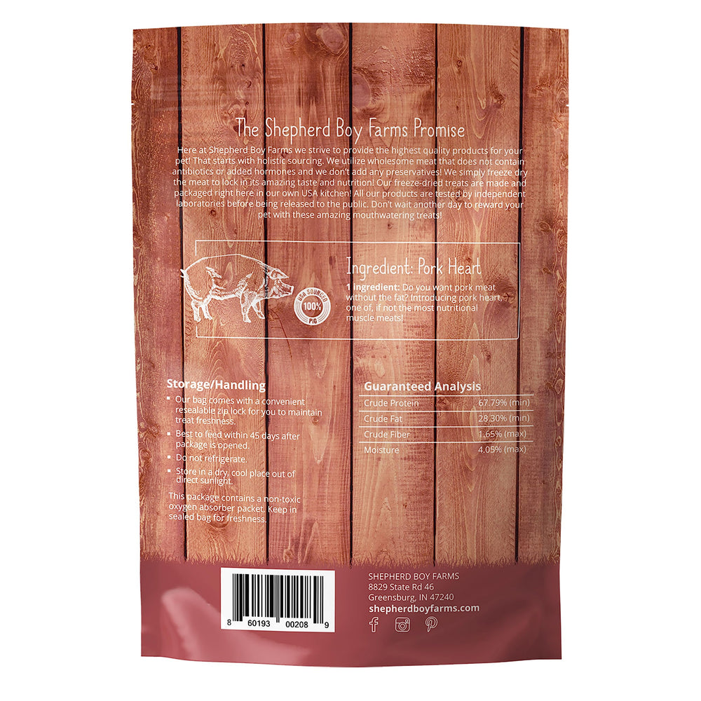 Shepherd Boy Farms sans additifs porc lyophilisé, snack sain et naturel.