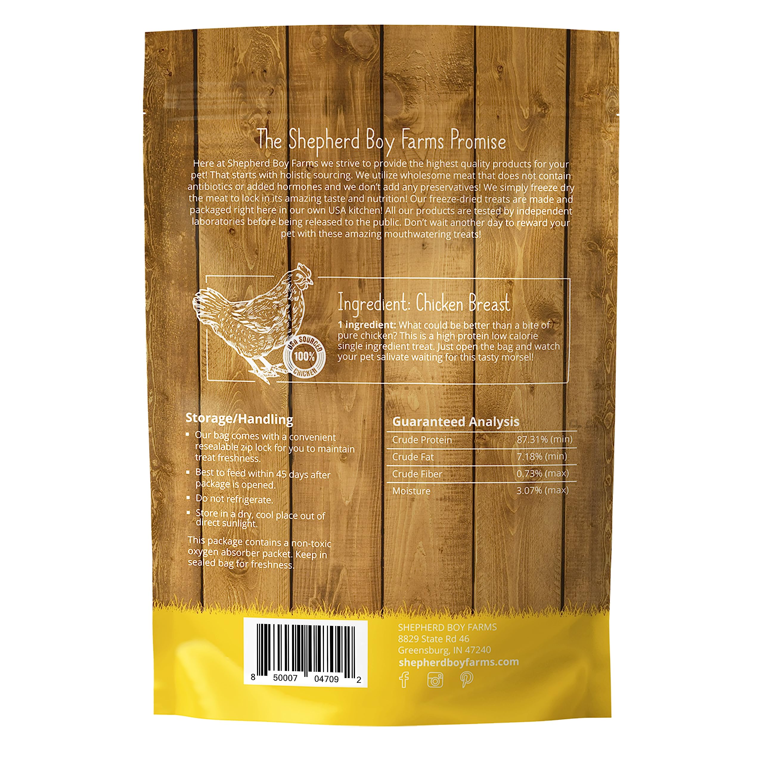 Sans additifs: friandise poulet Shepherd Boy Farms, option naturelle pour recompenses quotidiennes.