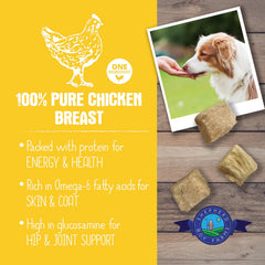 Sans gluten et sans céréales, friandise au poulet Shepherd Boy Farms pour alimentation simple.
