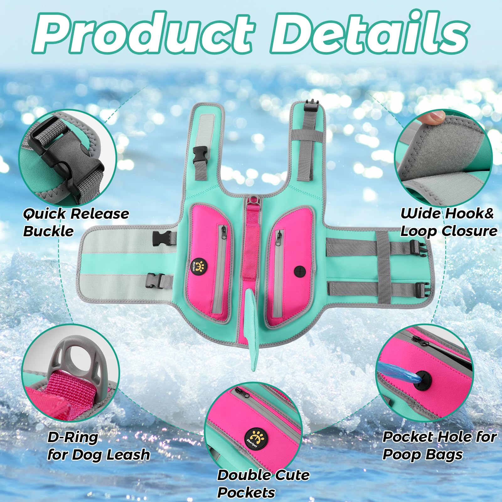 Sheripet gilet chien avec poches latérales pratiques pour friandises.