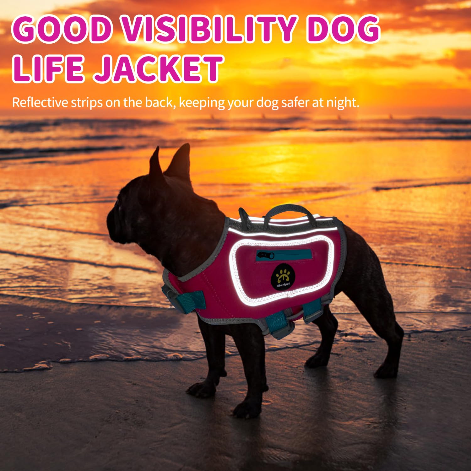 Sheripet gilet rose, réglable pour un ajustement confortable.