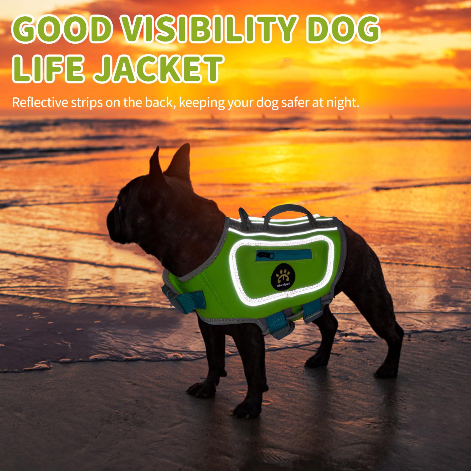 Sheripet gilet sauvetage chien vert XL sangles ajustables pour un ajustement confortable