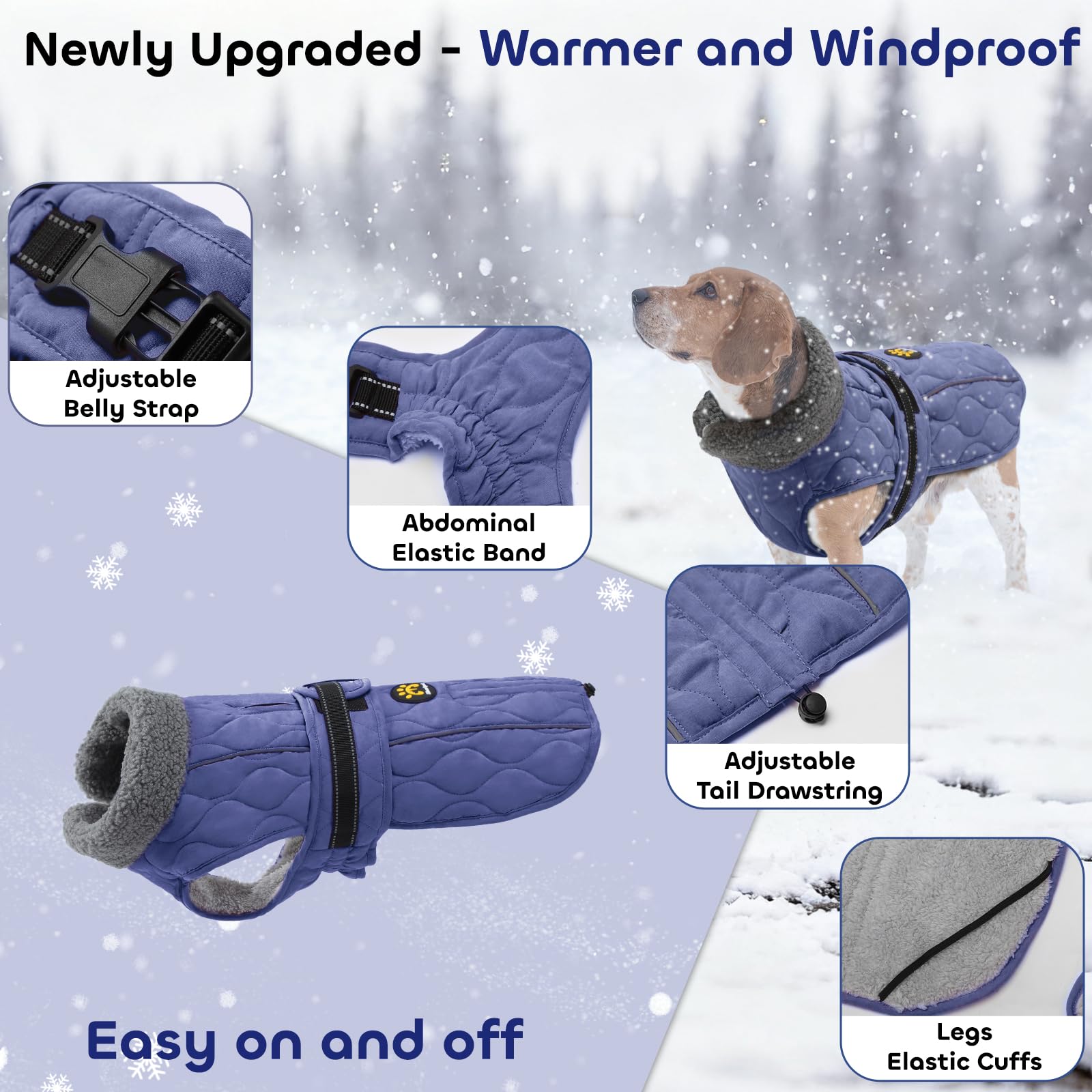 Manteau Sheripet imperméable bleu-neige, protection contre pluie et neige