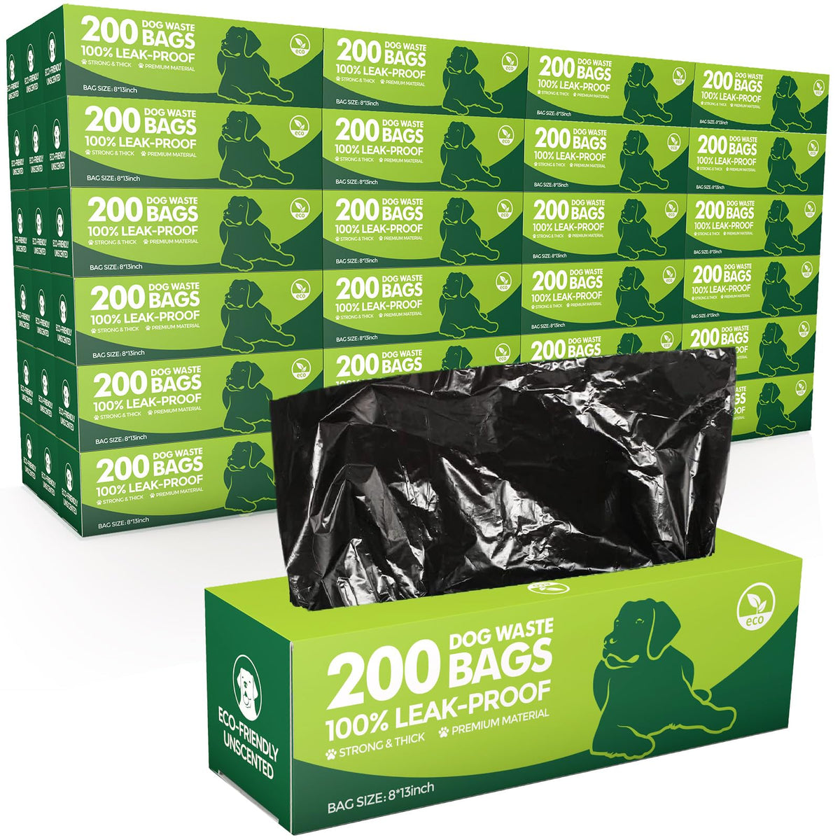 Sacs crottes Sherr pour chien dans une boîte pratique et propre.
