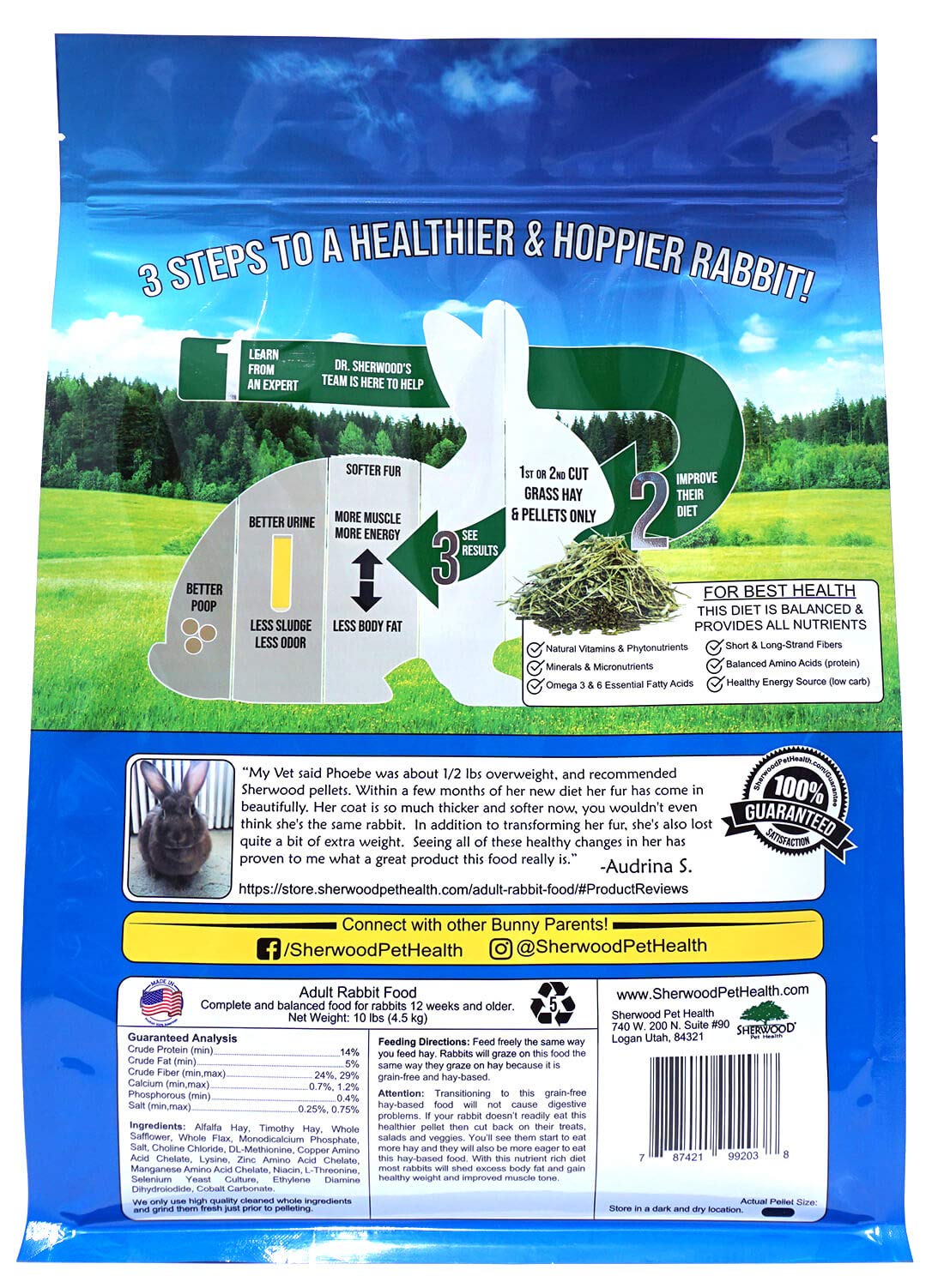 Sherwood Pet Health, ingrédients naturels en gros plan pour lapins.