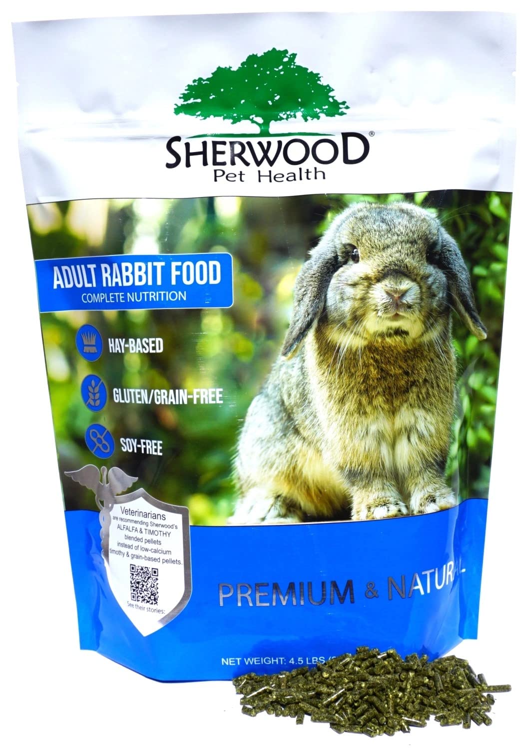 Sherwood Pet Health lapin avec alfalfa et foin Timothy, soutien digestif naturel.