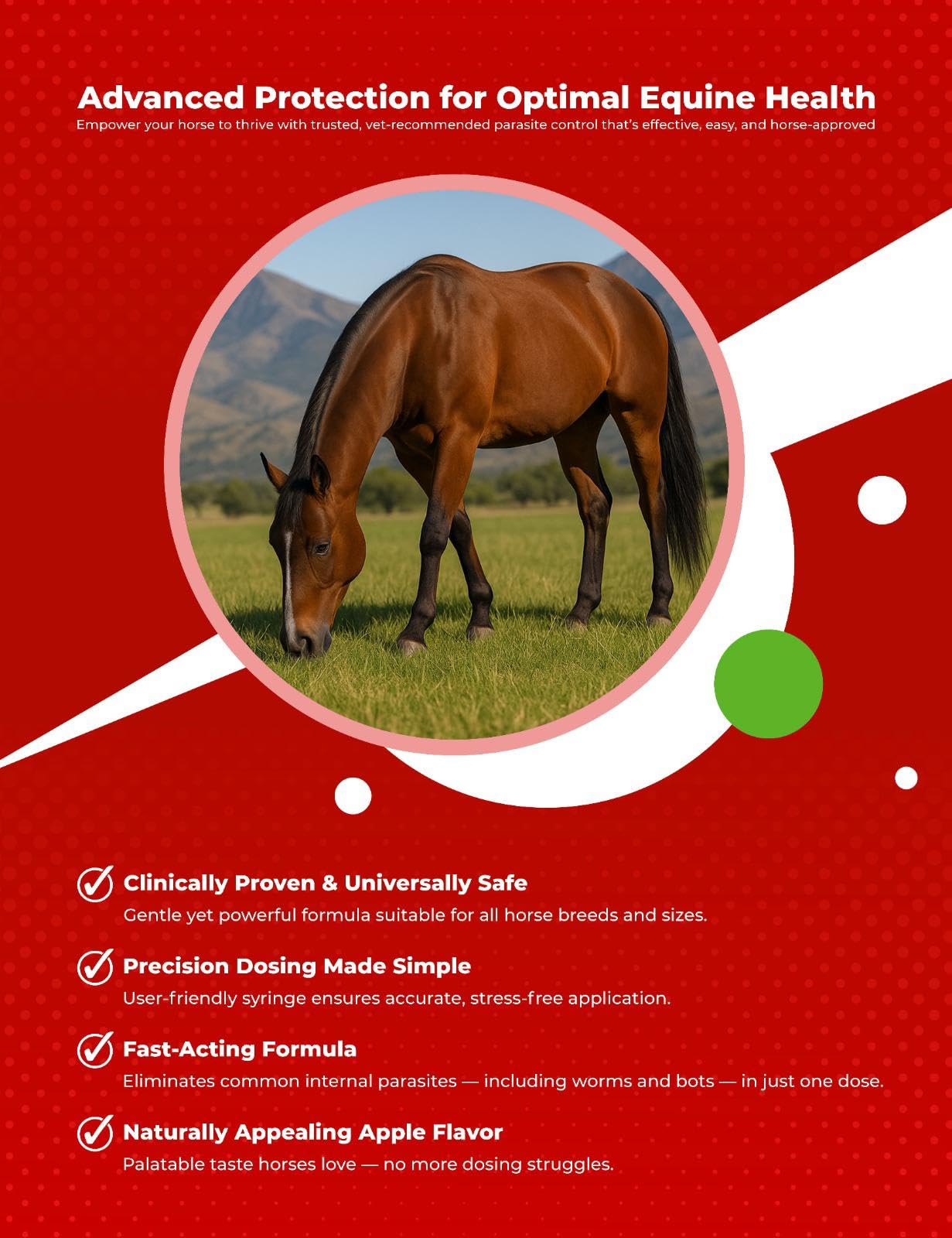 Conçu pour chevaux jusqu’à 1250 lb (environ 567 kg).