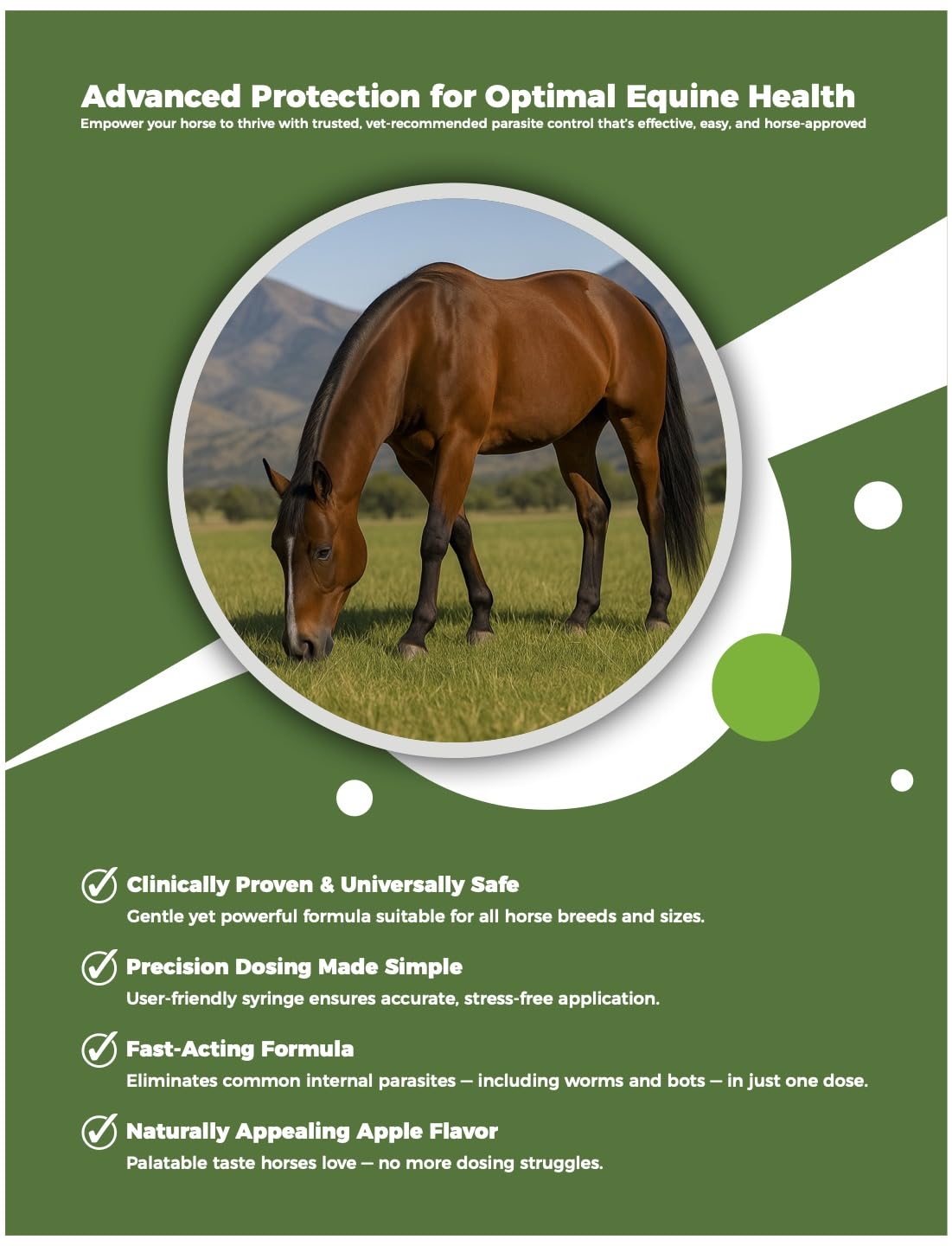 Pâte-cheval dose ajustable, trois tubes, facilité d'administration.