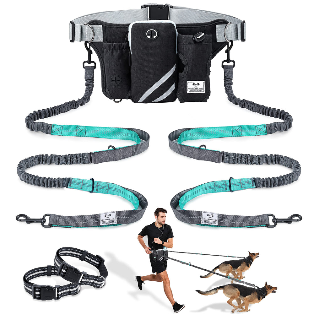 SHINE HAI Laisse sans mains rétractable pour deux chiens, liberté lors des promenades
