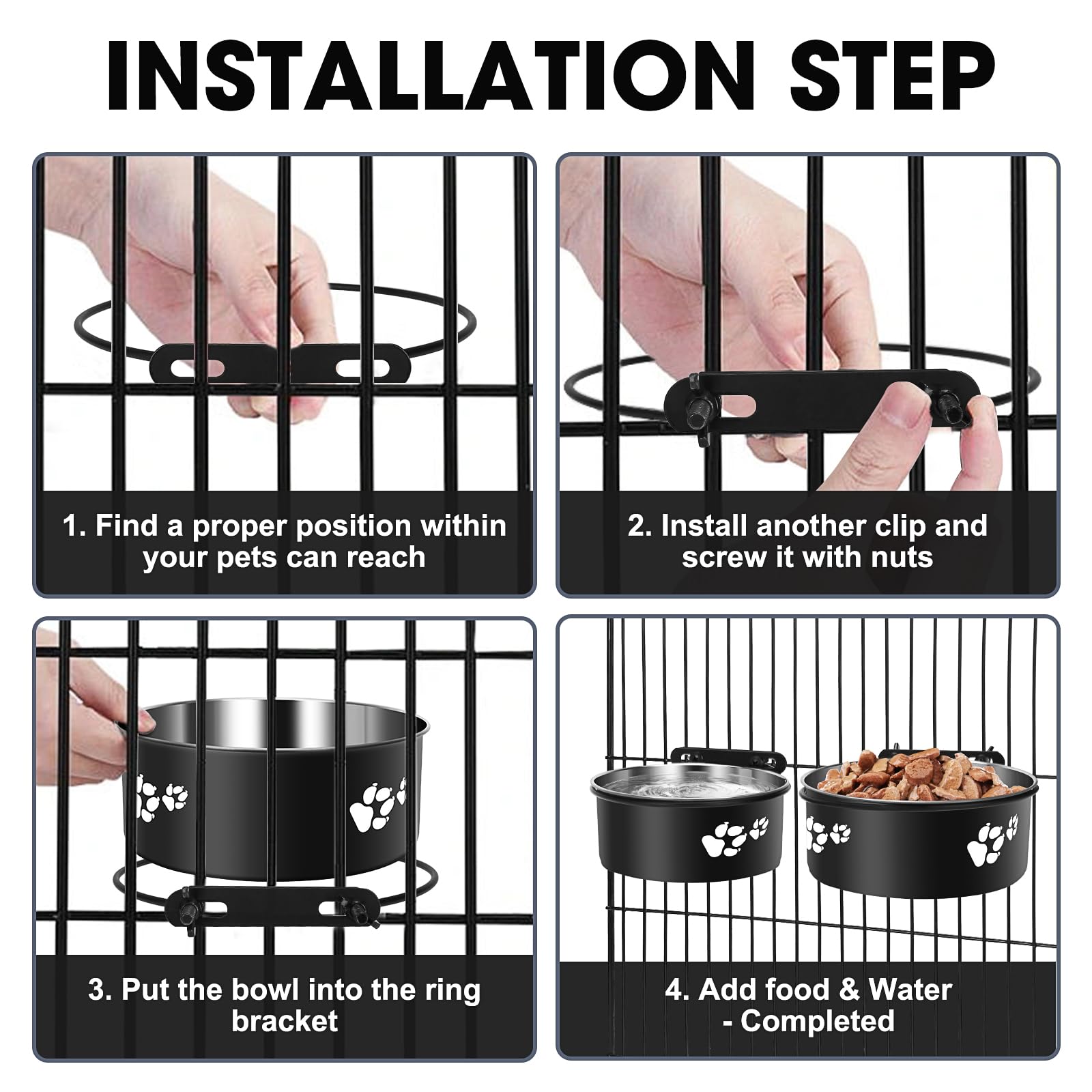 Hauteur ajustable ShineMe, bol pour cage, posture confortable.