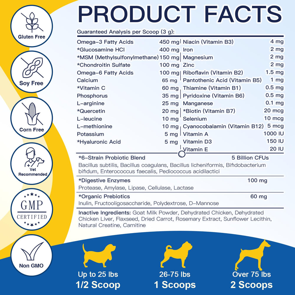 SHINEPAWS Poudre lait de chèvre saveur volaille, appétante et facile à mélanger