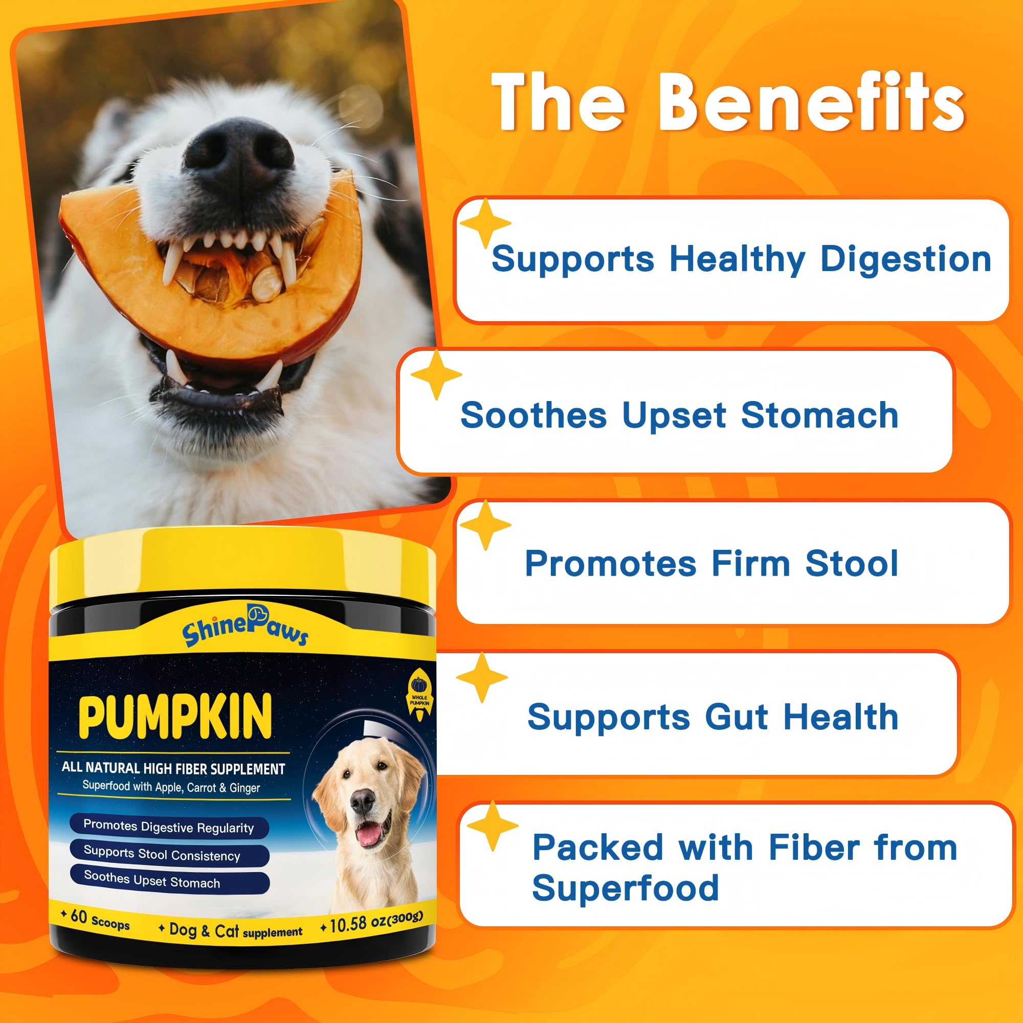 SHINEPAWS fibres solubles et insolubles pour une régularité digestive.