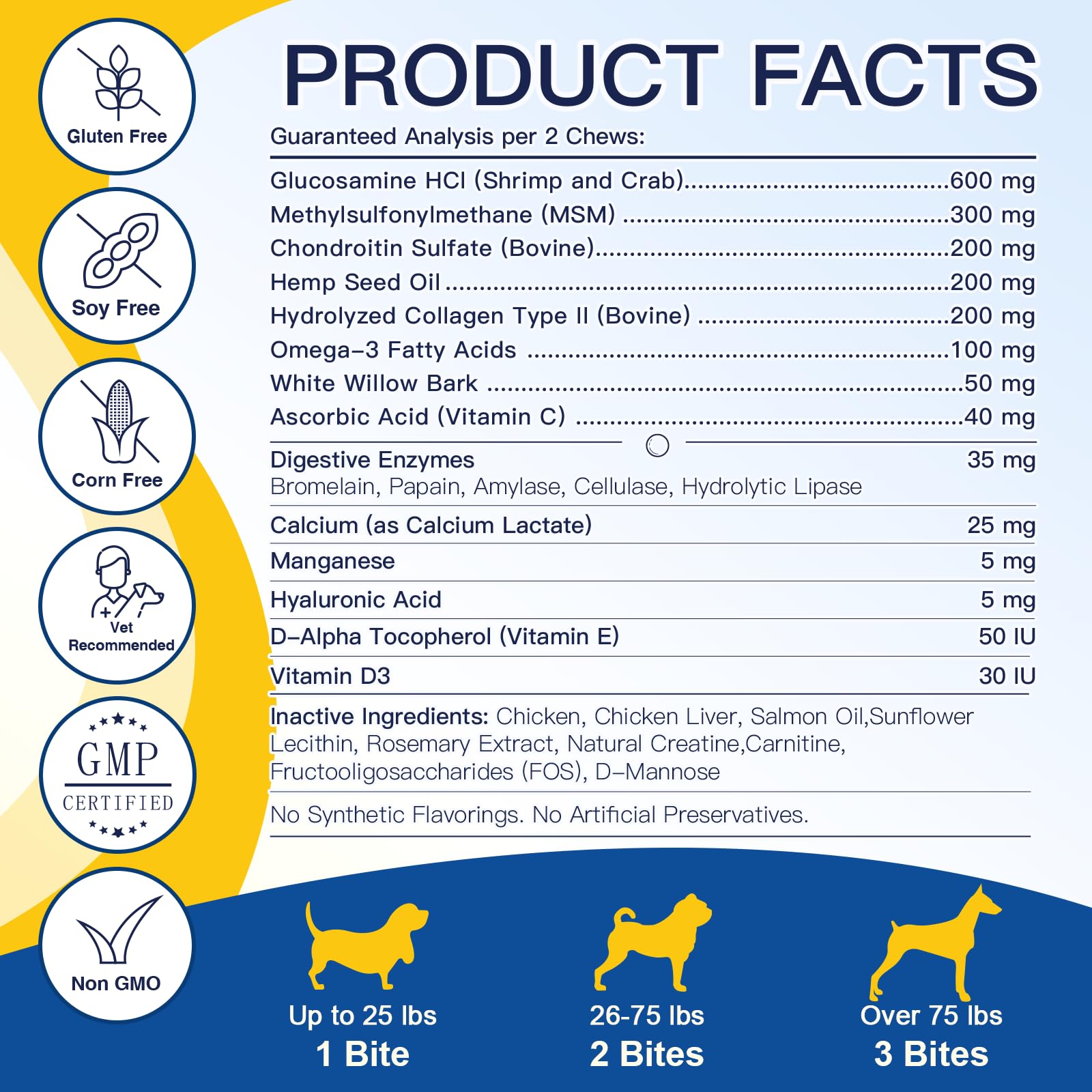 SHINEPAWS Glucosamine – saveur poulet, friandises faciles à administrer