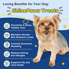 Texture croustillante des gommes SHINEPAWS Omega3 pour chiens.