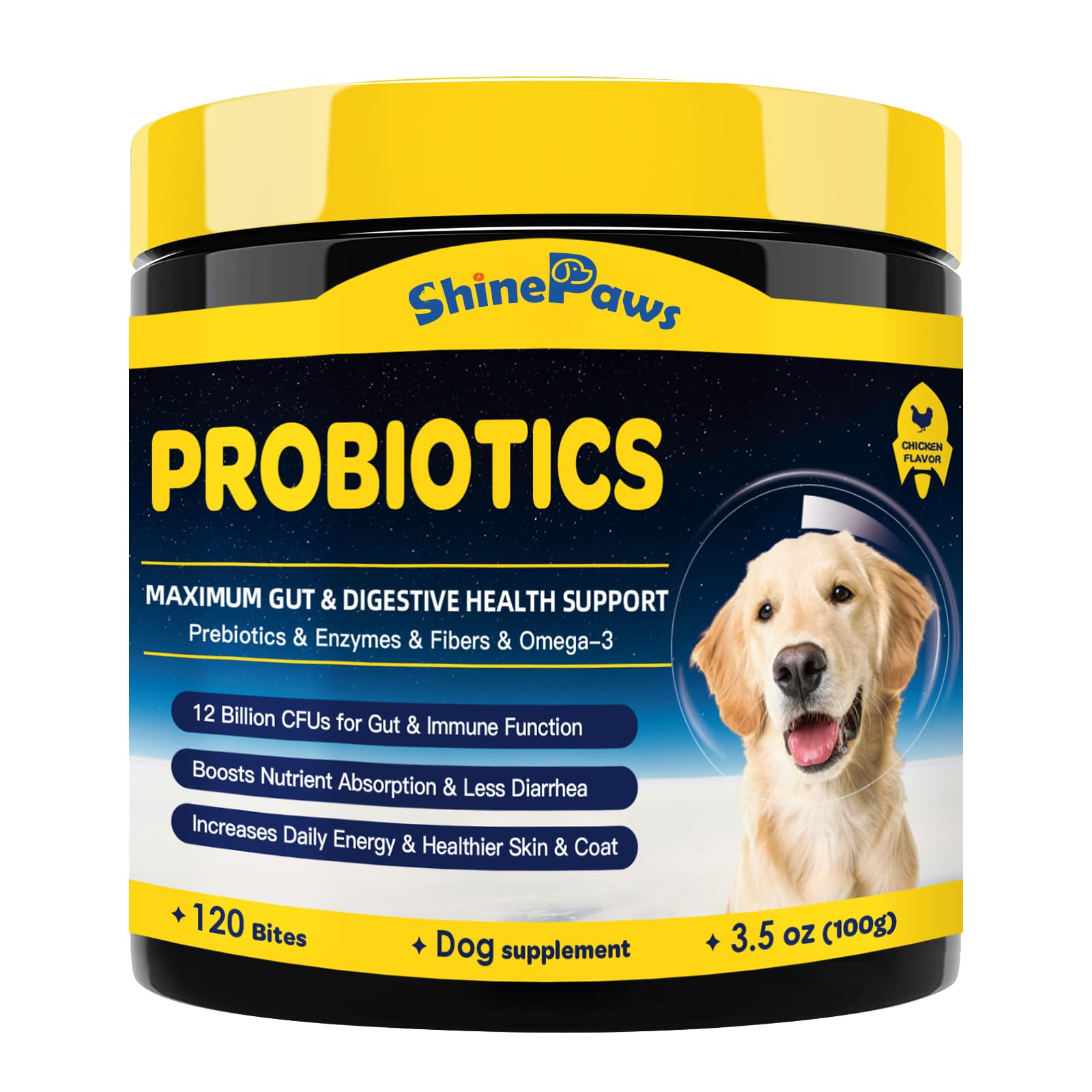 SHINEPAWS Probiotiques pour chien – emballage clair facilitant la distribution quotidienne