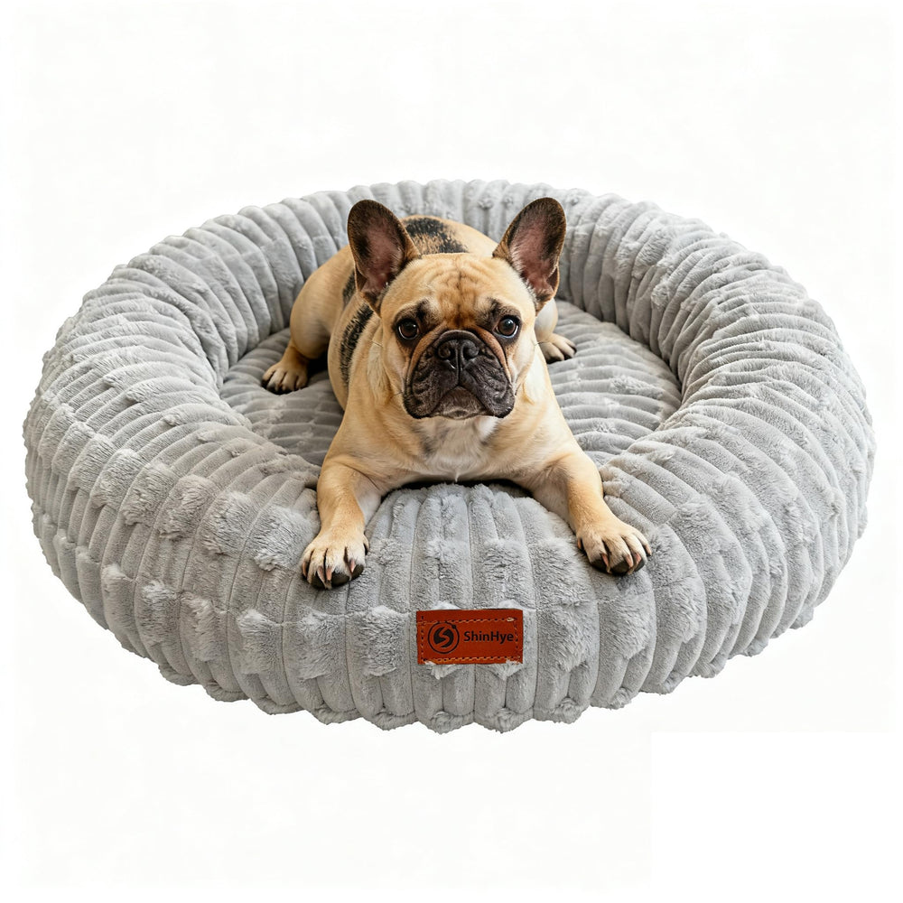 ShinHye lit chien chat gris 20x20 – vue avant, confort doux pour petites races.