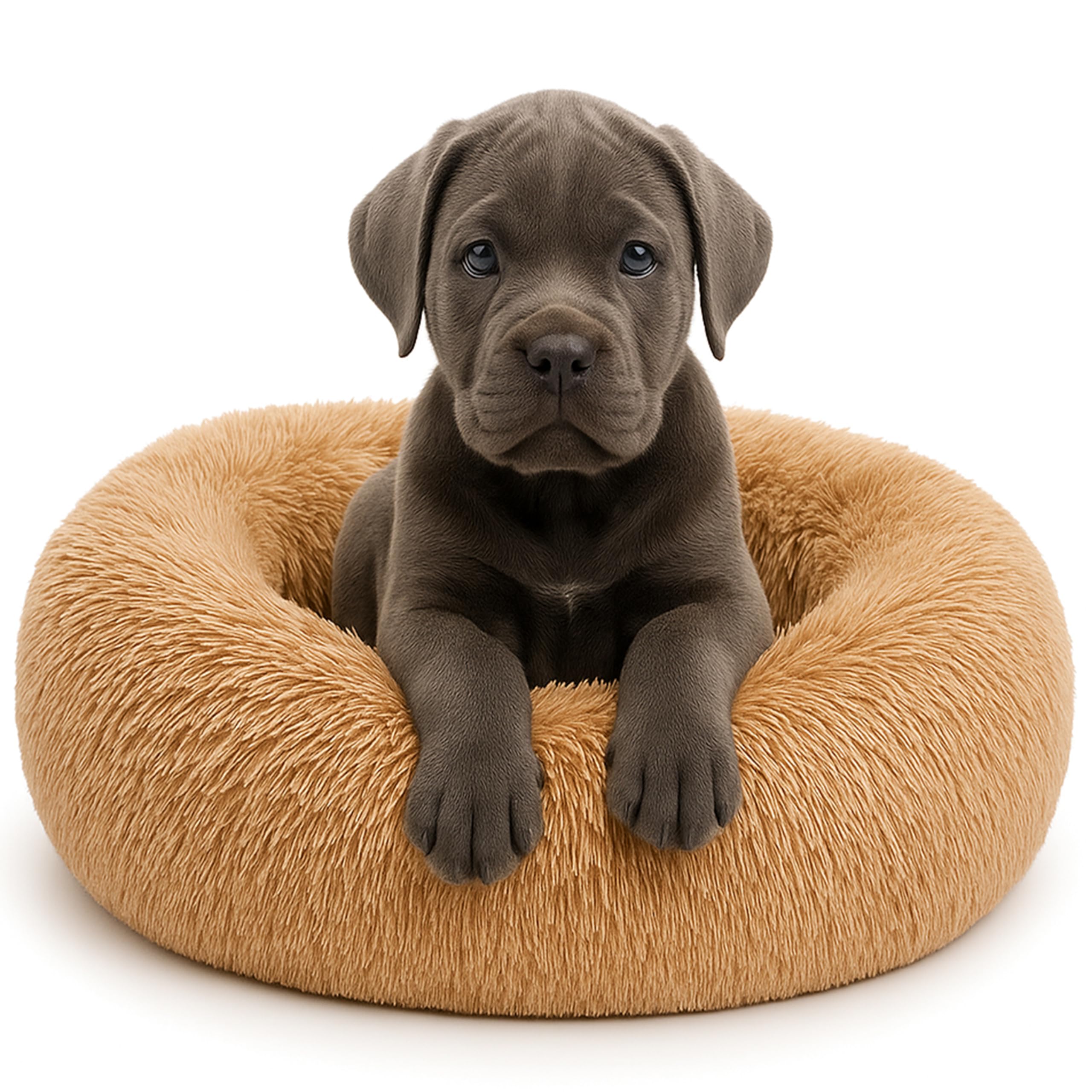 SHINY-V lit apaisant en forme de donut, douceur enveloppante pour chien.