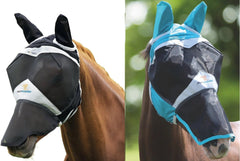 Shires masque anti-mouches zèbre pour ponette, protection des oreilles.