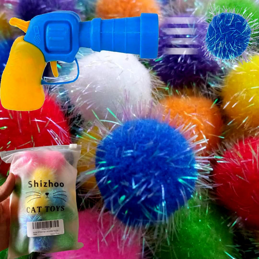 Shizhoo boules pom-pom scintillantes: amusement intérieur et stimulation pour votre chat.