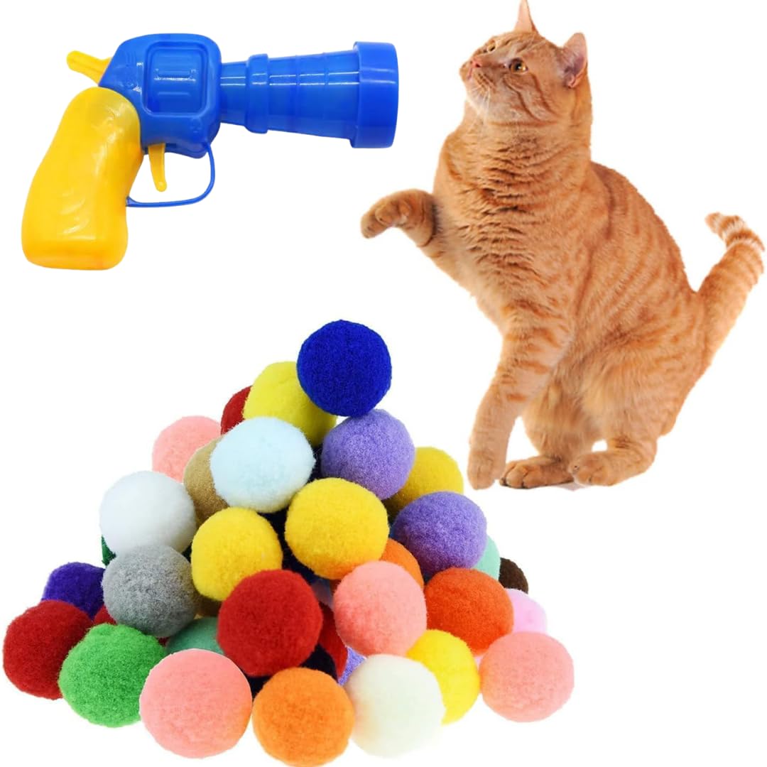 Le lanceur Shizhoo projette les balles pom pom pour chaton, pour des sessions dynamiques.