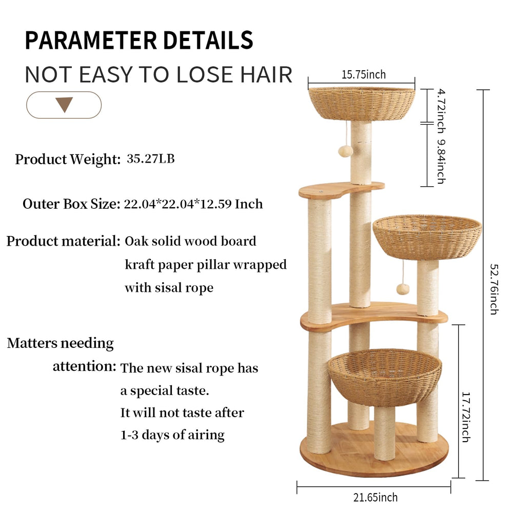 SHODMI arbre chat moderne: bois naturel et surfaces faciles à nettoyer.
