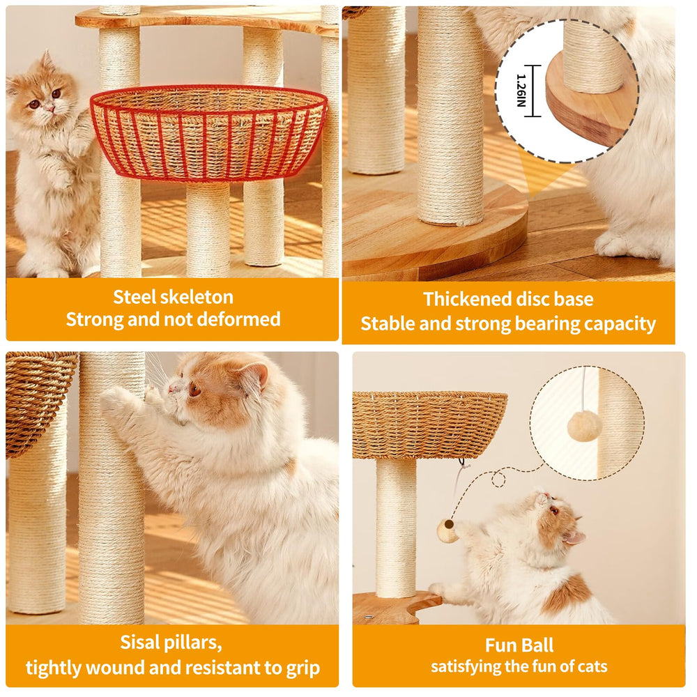 SHODMI arbre chat moderne: colonnes sisal naturel pour griffage et protection des meubles.