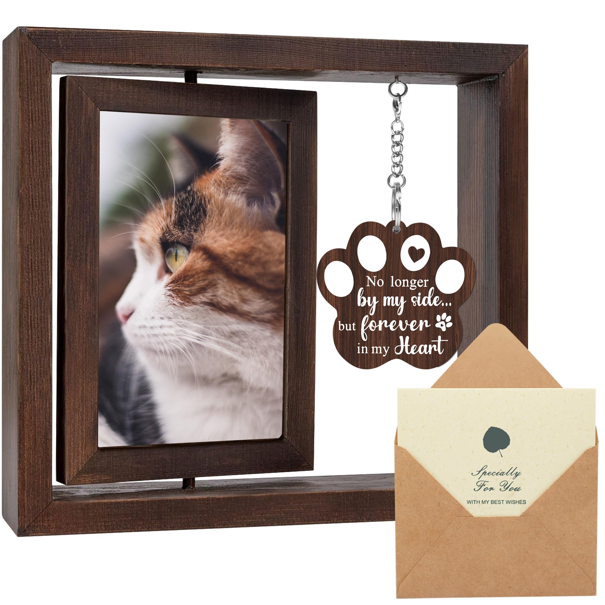 SHOW-YA Cadre mémoire chat rotation 4x6, cadre tournant pour souvenirs durables.