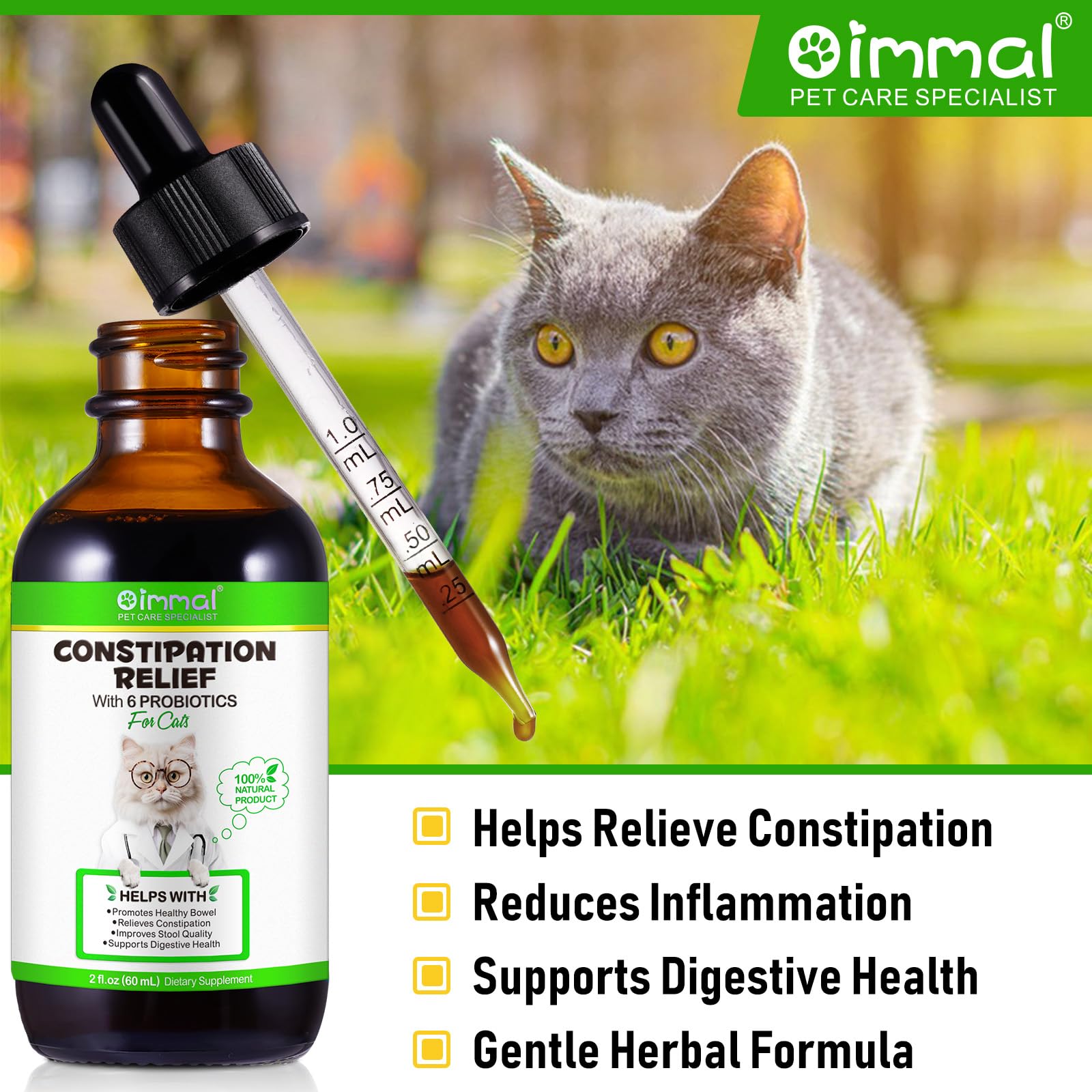 Solution adaptée à tous les chats pour le confort digestif.