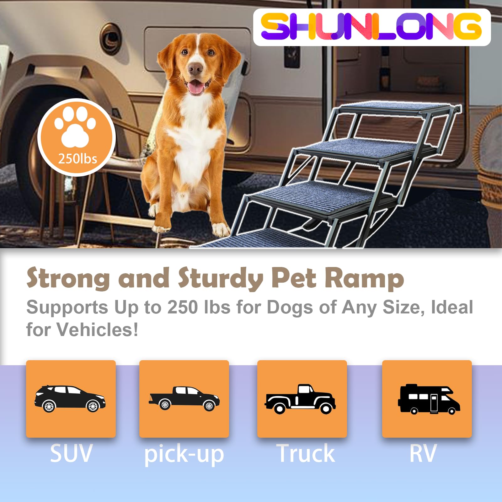 SHUNLONG rampe-chien-usage-interieur-exterieur adaptée à divers environnements.