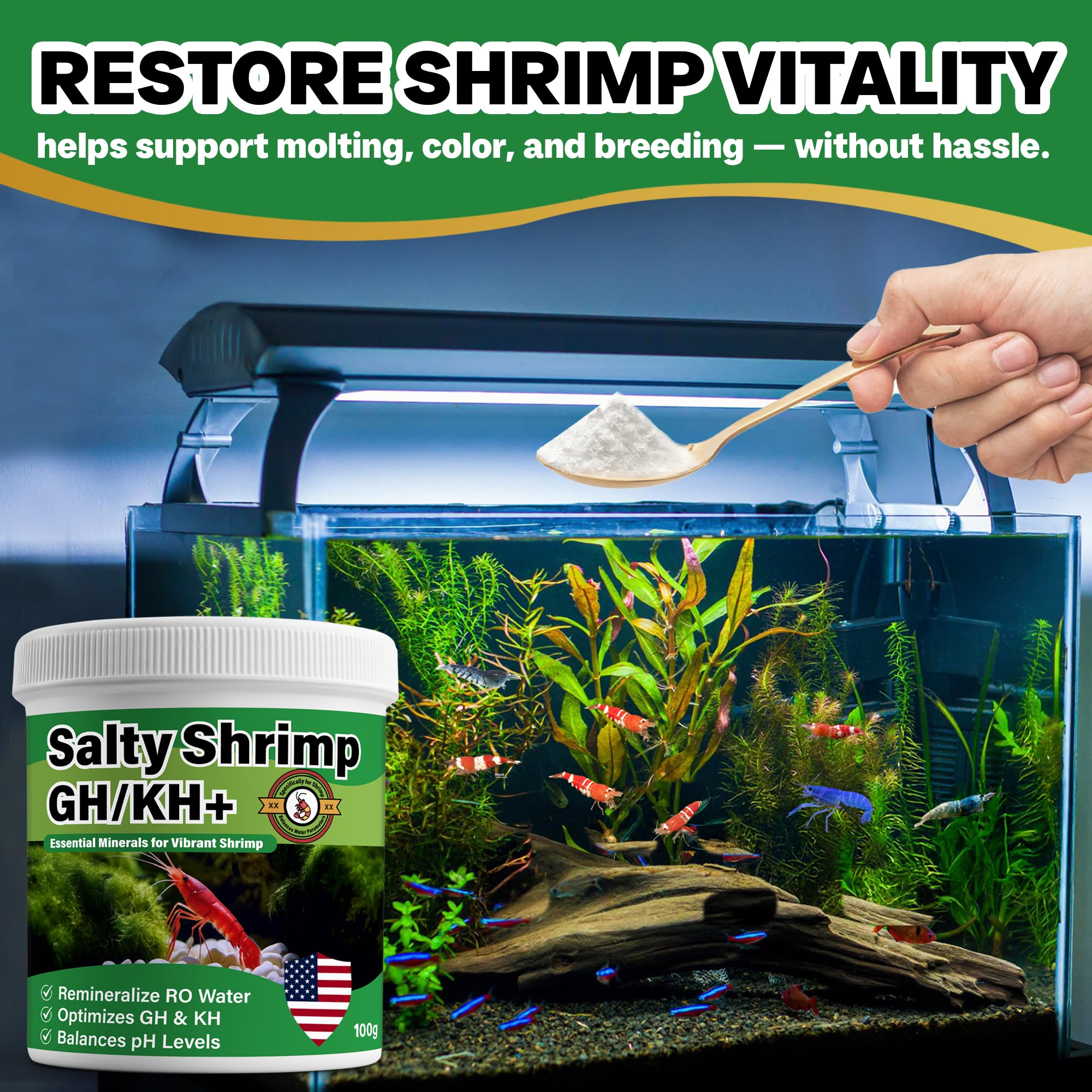 SHUNNIUB GH/KH+ soutient la mue et la croissance des crevettes dans le bac