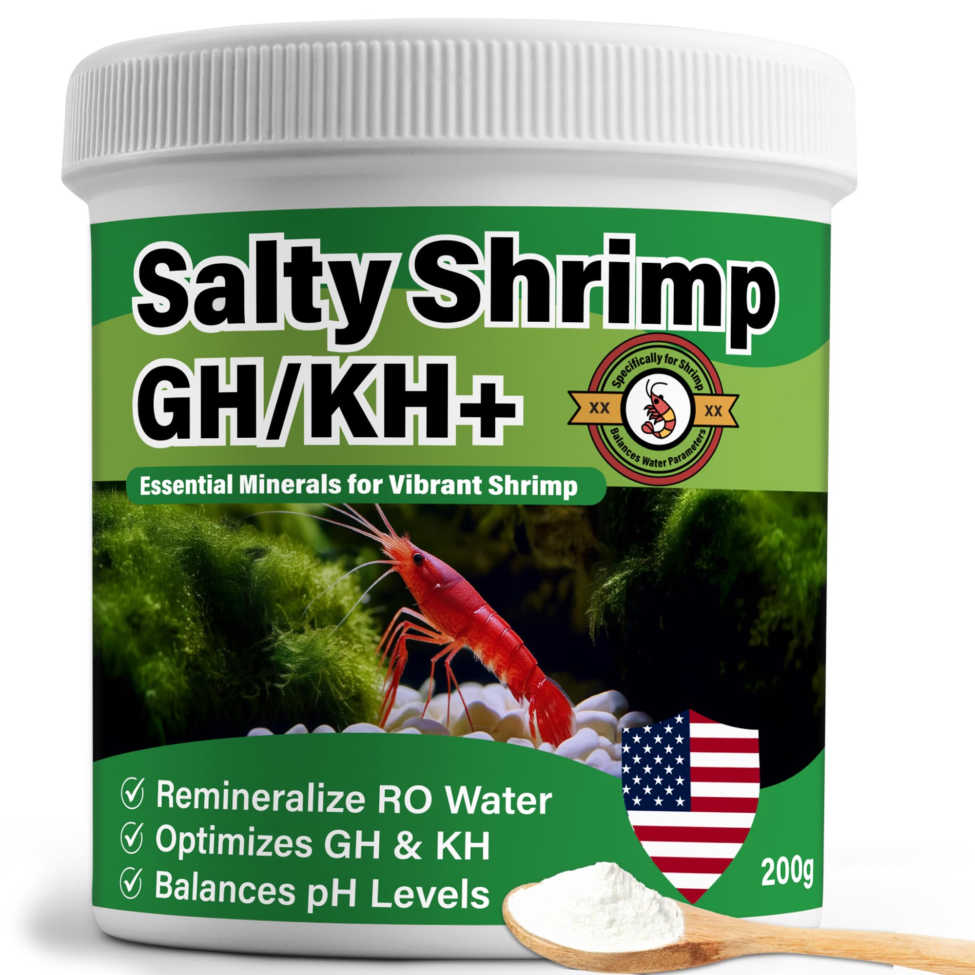 SHUNNIUB Salty Shrimp GH/KH+ minéralise l'eau RO pour des crevettes en meilleure santé.
