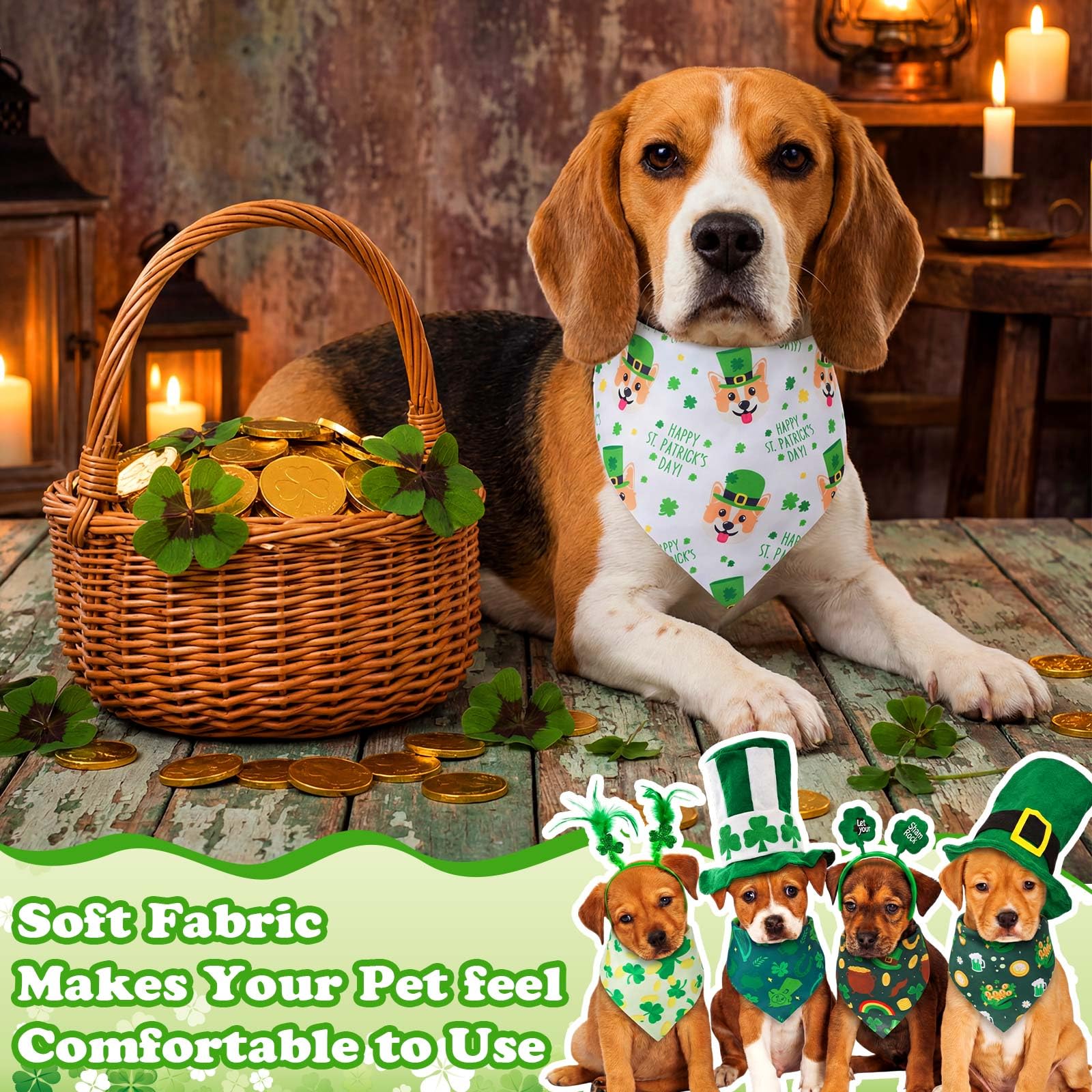 Motifs trèfle variés et éclatants, parfaits pour Saint-Patrick et fêtes.