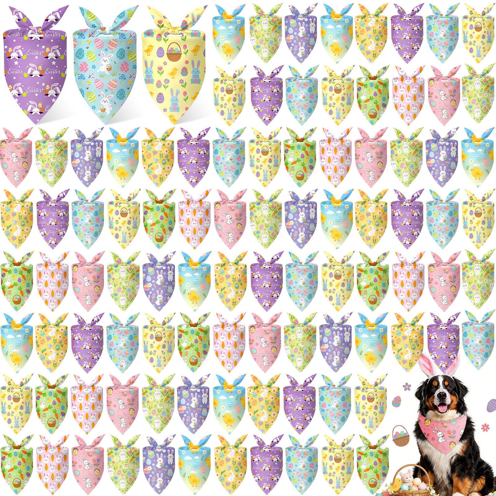 Bandanas Shyyween pour chien motif lapin, idéal pour Pâques et décor festif