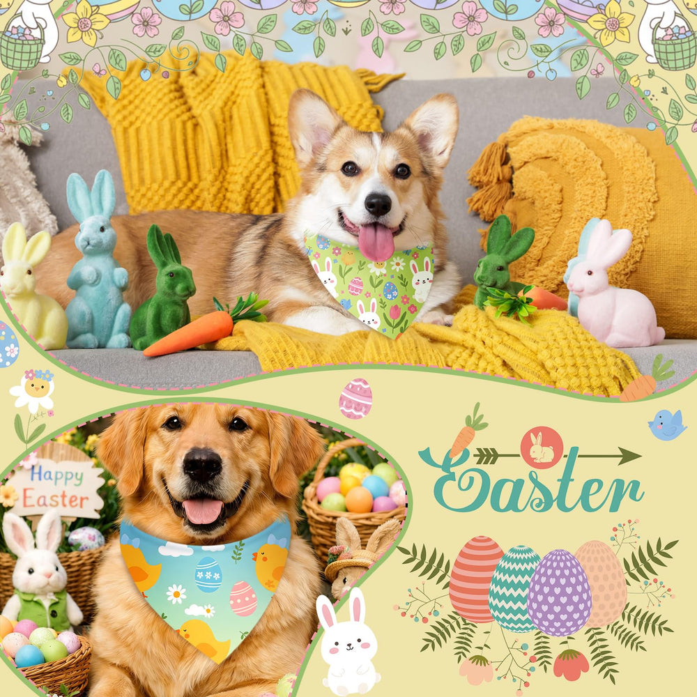 Bandana Shyyween chien motif œuf coloré, parfait pour les sorties festives